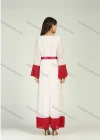 Wholesale Women's Casual Chiffon Ruffle Trim Round Neck Bell Sleeve Floral Print Maxi Dress With Belt - Liuhuamall