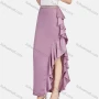 Wholesale Women's Elegant Plain High Waist Ruffle Trim Split Side Maxi Skirts preview