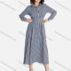 Wholesale Women's Casual Striped Button Front Long Sleeve Tie Back Ruffle Hem Midi Dress Black & White Clothing Wholesale Market Liuhua