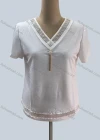 Wholesale Women's Casual Crew Neck Short Sleeve Decro Blouse - Liuhuamall
