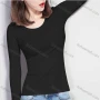 Wholesale Women's Casual Basic Crew Neck Long Sleeve Slim Fit Plain Tee W0701# preview