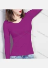 Wholesale Women's Casual Basic Crew Neck Long Sleeve Slim Fit Plain Tee W0701# - Liuhuamall