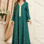 Wholesale Women's Arabic Dubai Muslim Islamic V Neck Splicing Embroidery Abaya Maxi Dress 3404# preview