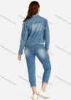 Wholesale Women's Fashion 3D Floral Long Sleeve Button Down Flap Pockets Crop Denim Jacket - Liuhuamall