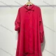 Wholesale Women's Fashion Collared Long Sleeve Loose Fit High Low Hem Plain Tunic Shirt 2468# Red Clothing Wholesale Market Liuhua