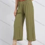 Wholesale Women's Casual Cotton Plain Loose Fit Cropped Wide Leg Pant With Belt preview