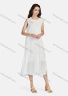 Wholesale Women's Casual Frill Neck Tiered Hem Midi Tank Dress 56252# - Liuhuamall
