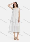 Wholesale Women's Casual Frill Neck Tiered Hem Midi Tank Dress 56252# - Liuhuamall