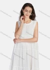 Wholesale Women's Casual Frill Neck Tiered Hem Midi Tank Dress 56252# - Liuhuamall