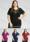 Wholesale Women's Plus Size Round Neck Short Sleeve Embroidery Casual Top - Liuhuamall