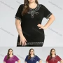 Wholesale Women's Plus Size Round Neck Short Sleeve Embroidery Casual Top preview