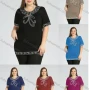 Wholesale Women's Plus Size Round Neck Short Sleeve Embroidery Casual Top preview