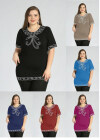 Wholesale Women's Plus Size Round Neck Short Sleeve Embroidery Casual Top - Liuhuamall
