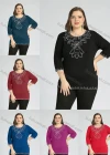 Wholesale Women's Plus Size Round Neck Short Sleeve Embroidery Casual Top - Liuhuamall