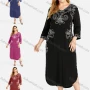 Wholesale Women's Casual V Neck 3/4 Sleeve Embroidered Dress preview