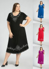 Wholesale Women's Plus Size Casual Crew Neck Short Sleeve Embroidery Midi Dress - Liuhuamall