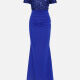 Women's Elegant Off Shoulder Sequin Cap Ruched Mermaid Evening Dress 5008# Blue Clothing Wholesale Market -LIUHUA