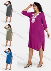 Wholesale Women's Plus Size Elegant V Neck 3/4 Sleeve Embroidery Knee Length Dress - Liuhuamall