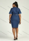 Wholesale Women's Casual Leopard Pattern Button Front Belted Short Sleeve Pockets Midi Denim Dress - Liuhuamall