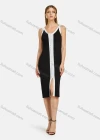 Wholesale Women's V Neck Sleeveless Colorblock Pearl Split Front Tank Dress - Liuhuamall