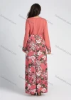 Wholesale Women's Long Sleeve Round Neck Floral Print Splicing A-line Maxi Dress - Liuhuamall