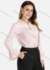 Wholesale Women's Casual Plain Trumpet Sleeve Button Front Blouse - Liuhuamall