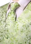 Wholesale Men's Formal Floral Print Silky Waistcoat With Necktie & Kerchief & Cufflinks 4-piece Set - Liuhuamall