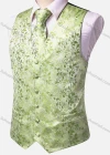 Wholesale Men's Formal Floral Print Silky Waistcoat With Necktie & Kerchief & Cufflinks 4-piece Set - Liuhuamall