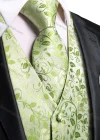 Wholesale Men's Formal Floral Print Silky Waistcoat With Necktie & Kerchief & Cufflinks 4-piece Set - Liuhuamall