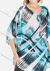 Wholesale Women's Casual 3/4 Cape Sleeve Lace Up Front Baroque Print Blouse - Liuhuamall