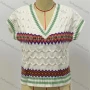 Wholesale Women's Casual V Neck Cap Sleeve Striped Knitted Sweater preview