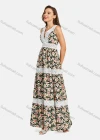 Wholesale Woman's Fashion V Neck Sleeveless Guipure Lace Floral Print Tank Dress  - Liuhuamall