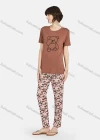 Wholesale Women's Cartoon Bear Print Short Sleeve Tee & Floral Print Pants 2 Piece Lounge Pajamas Set A16# - Liuhuamall