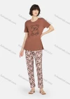 Wholesale Women's Cartoon Bear Print Short Sleeve Tee & Floral Print Pants 2 Piece Lounge Pajamas Set A16# - Liuhuamall