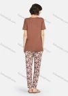 Wholesale Women's Cartoon Bear Print Short Sleeve Tee & Floral Print Pants 2 Piece Lounge Pajamas Set A16# - Liuhuamall