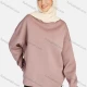 Wholesale Women's Casual Plain Crew Neck Curved Hem Fleece Lined Sweatshirt 1329# Pink Clothing Wholesale Market Liuhua