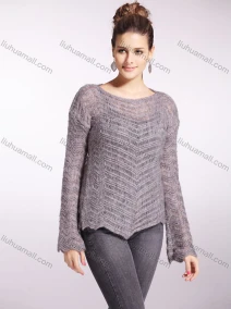 Wholesale Women's Casual V Neck Long Sleeve Plain Knit Pullover Sweater, LIUHUA CLOTHING WHOLESALE