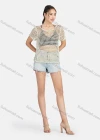 Wholesale Women's Casual Crew Neck Short Sleeve Hollow Out Cover Up - Liuhuamall
