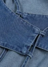 Wholesale Women's Flounce Sleeveless Slim Waist Wide Leg Round Neck Patch Pocket Denim Jumpsuit - Liuhuamall