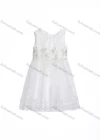 Wholesale Girls Sleeveless Zip Back Embroidery Beads Sequin Lace Flower Girl Dress - Liuhuamall