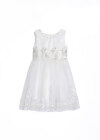 Wholesale Girls Sleeveless Zip Back Embroidery Beads Sequin Lace Flower Girl Dress - Liuhuamall