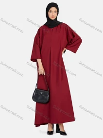Wholesale Women's Vintage Islamic Muslim Long Sleeve Quarter Zip Pockets Abaya Dress 1351#, LIUHUA CLOTHING WHOLESALE