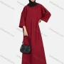 Wholesale Women's Vintage Islamic Muslim Long Sleeve Quarter Zip Pockets Abaya Dress 1351# preview