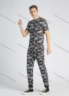 Wholesale Men's Fashion Allover Camo Print Short Sleeve T Shirt 2 Piece Set - Liuhuamall