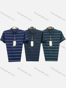 Wholesale Men's Casual Striped Patch Pocket Short Sleeve Polo Shirt 3802#, LIUHUA CLOTHING WHOLESALE