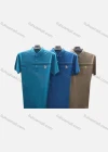 Wholesale Men's Casual Plain Logo Striped Short Sleeve Polo Shirt P15# - Liuhuamall