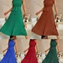 Wholesale Women's Casual Plain Ruched Pleated Midi Halter Dress With Belt preview