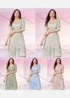 Wholesale Women's Casual Plain Ruffle Trim Square Neck Half Sleeve Layered Asymmetrical Hem Midi Dress - Liuhuamall