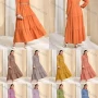 Wholesale Women's Casual Plain Tie Neck Ruched Long Sleeve Maxi Dress With Belt preview