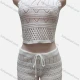 Wholesale Women's Vacation Plain Hollow Out Halter Crop Top & Drawstring Shorts Cover Up 2 Piece Set 80251# White Clothing Wholesale Market Liuhua